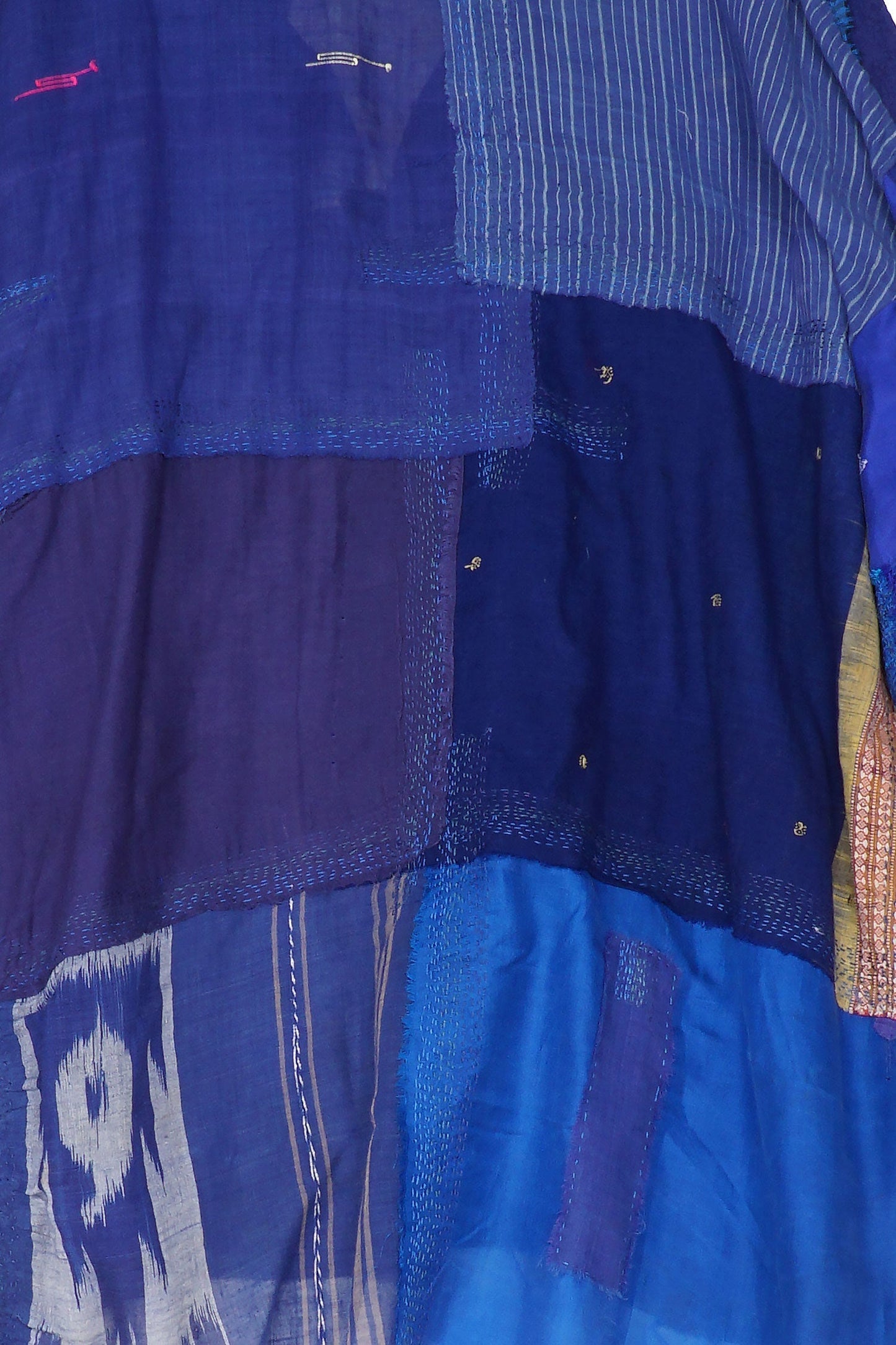 MOSAIC TILE PATCH KANTHA CAMP SHIRT - mt1525-blu -