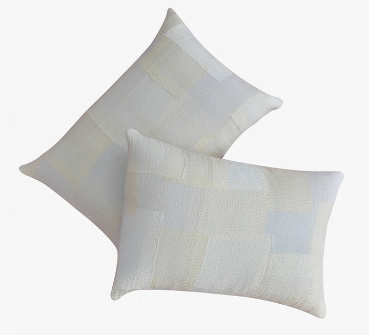 Mosaic Fray Handmade Vintage Kantha Pillow  -Cauliflower
