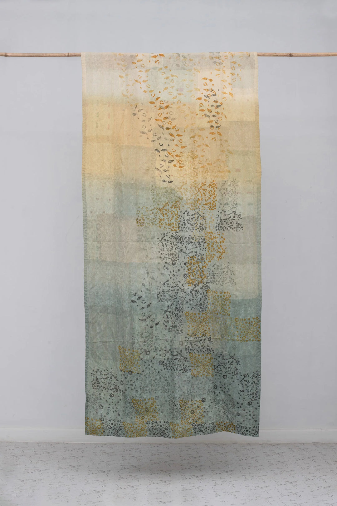Ombre Patch Vintage Cotton Kantha Curtains - Sage