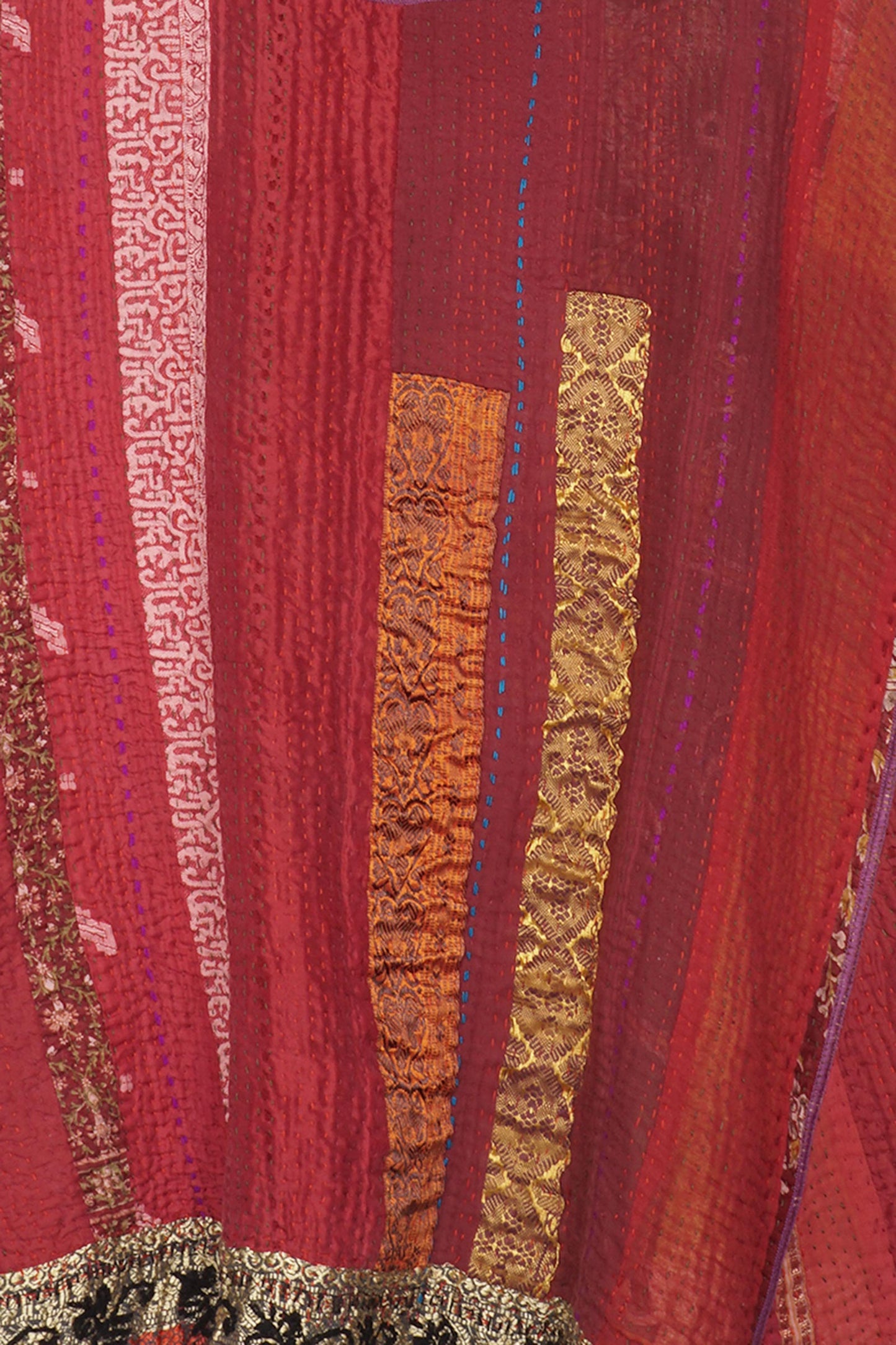 STRIPE RALLIS KANTHA WRAP VEST - pr4213-red -