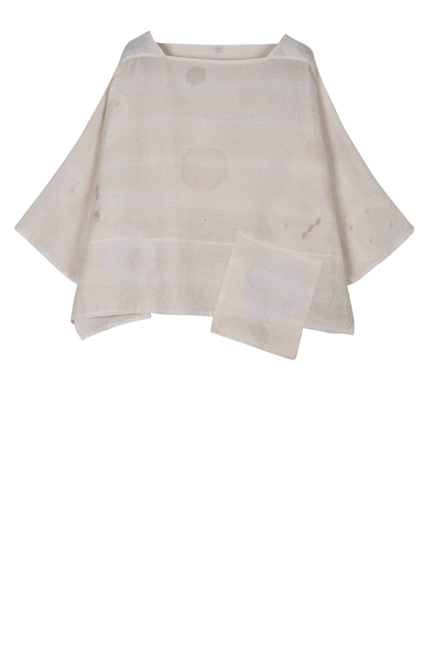 CUT THROUGH DOT AND HOLES KANTHA 3/4 SLV. CROP TOP MIO - cd2538-ivy -