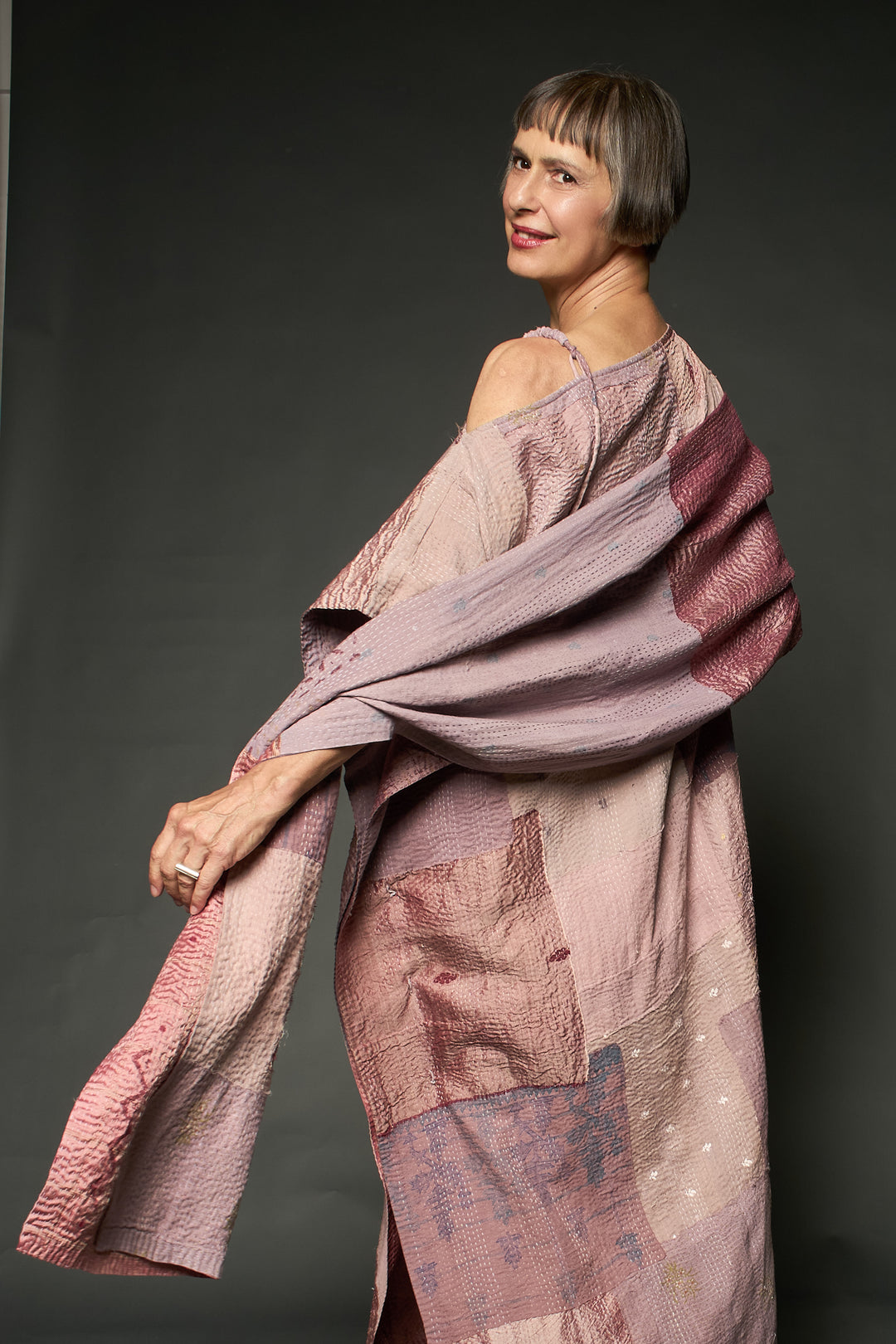 HALF SILK PATCH KANTHA SCARF STANDARD - hs2801-mov -