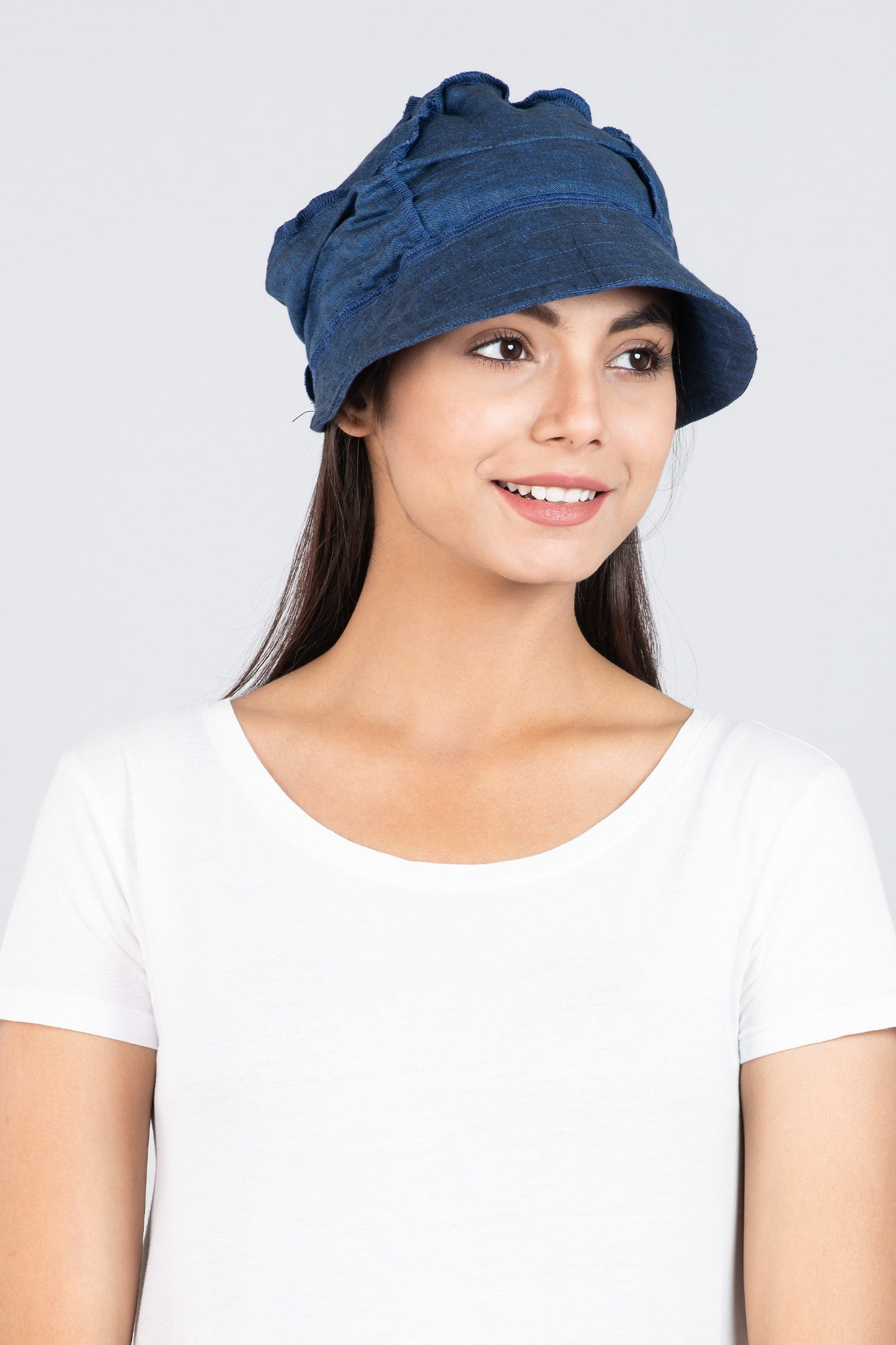 LINEN HALF BRIM HAT - ln1881-nvy -