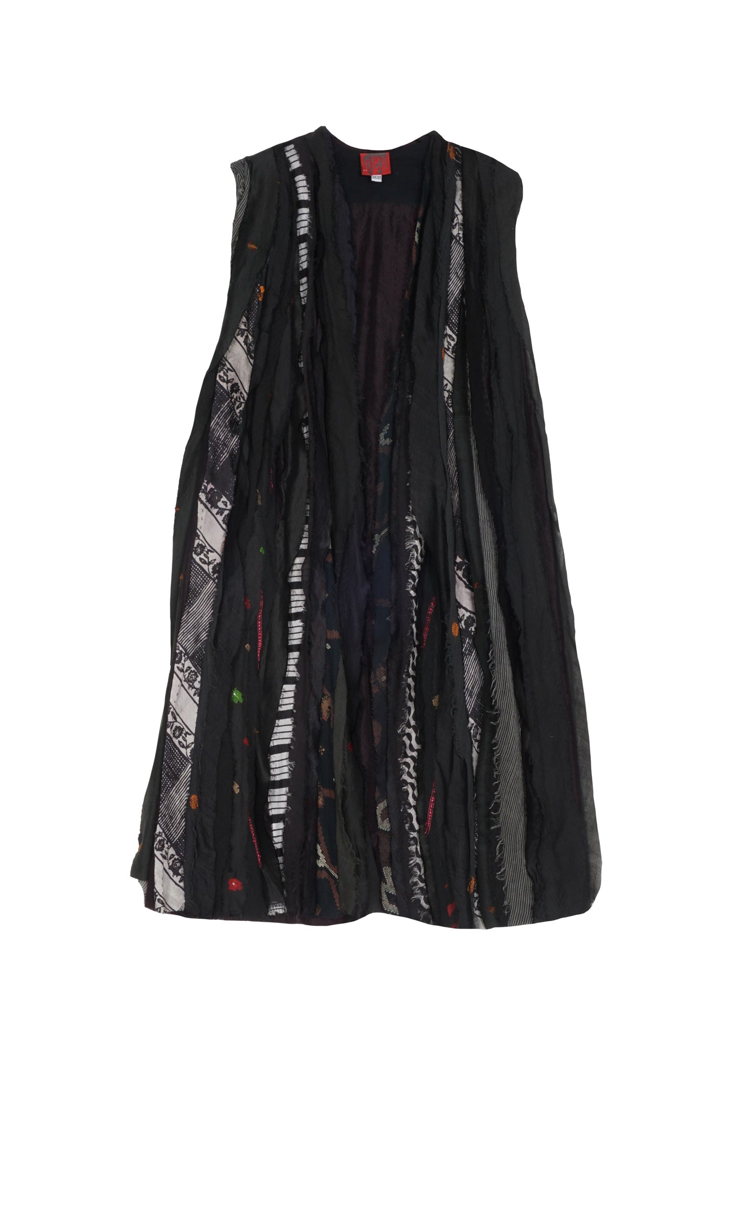 WAVY STRIPE KANTHA VEST - wv2230-blk -