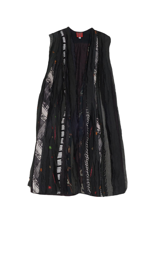 WAVY STRIPE KANTHA VEST - wv2230-blk -