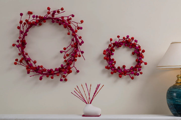 Red Kantha Wreath (metallic kantha)