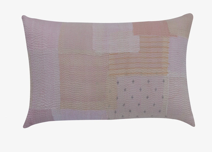 Mosaic Fray Handmade vintage Kantha Pillow - Shallot