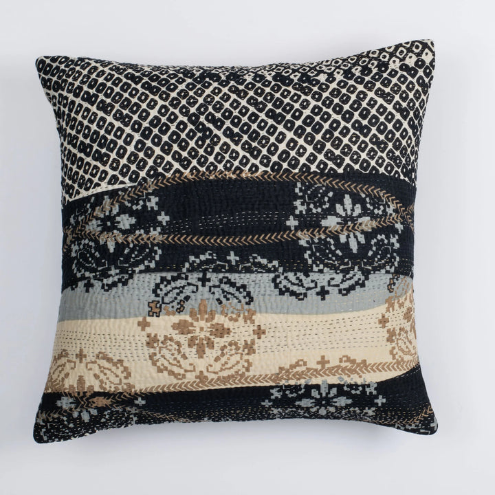 Kimono Print  Black Pillow