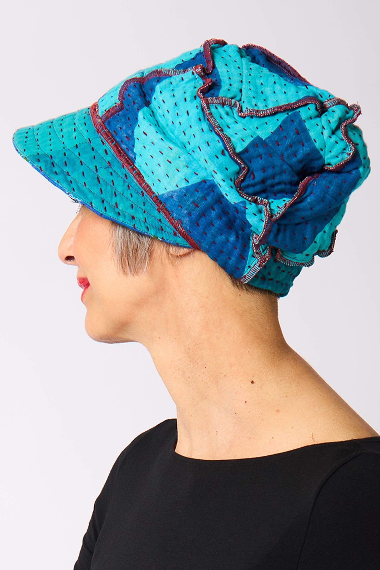 VINTAGE COTTON BBK KANTHA HALF BRIM HAT - bb4881-0002a -