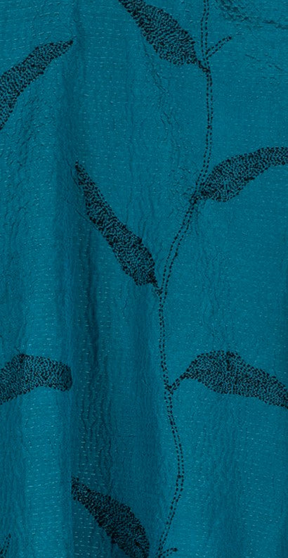 NIGHT BAMBOO SILK COTTON KANTHA A-LINE VEST - nb2203-tel -