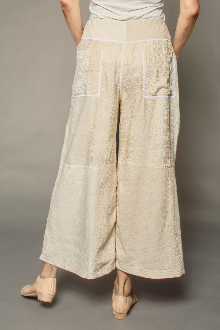 JAIPUR WHITE KANTHA MID RISE WIDE LEG PANTS - jw2665-ivy -