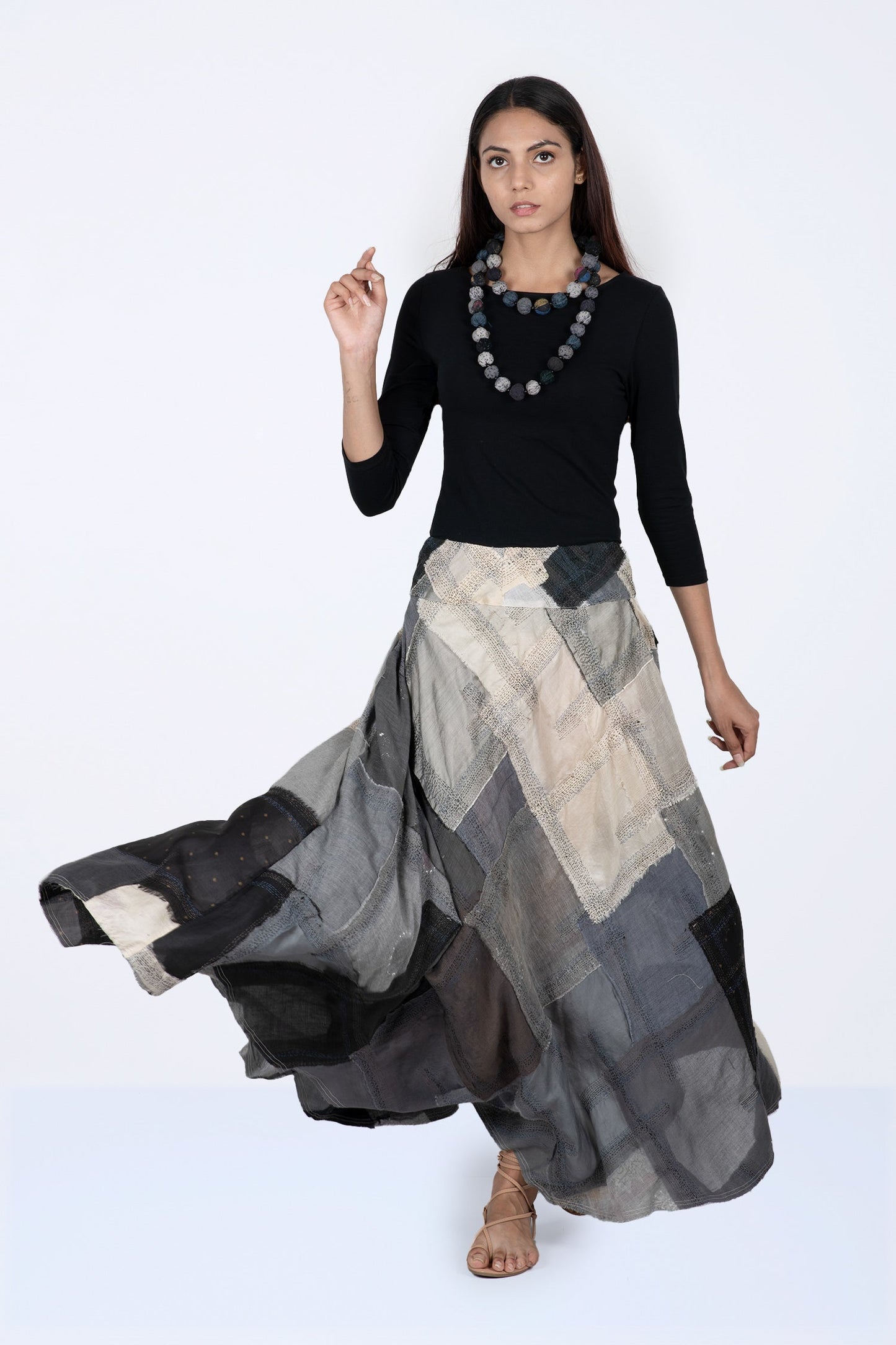 MOSAIC OMBRE KANTHA FLARE SKIRT - mo1633-gry -