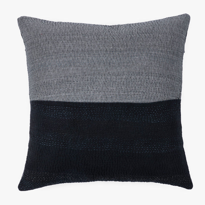 Landscape Handmade vintage Kantha Pillow - Black