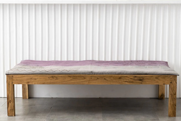 Vintage Fray Patch &amp; Ombre Kantha Day Bed Mattress Cover -Chocolate