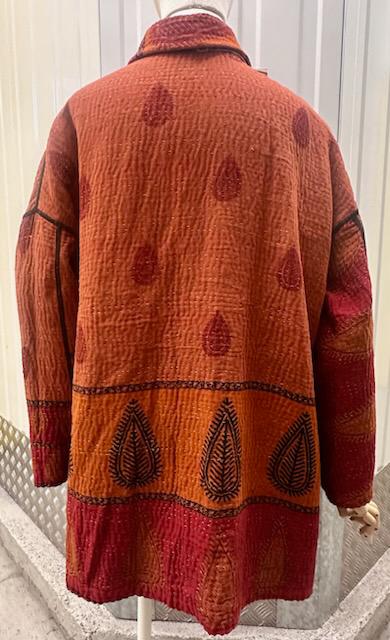 VINTAGE COTTON KANTHA OVERSIZED MINI COAT - cv4332-0046a -