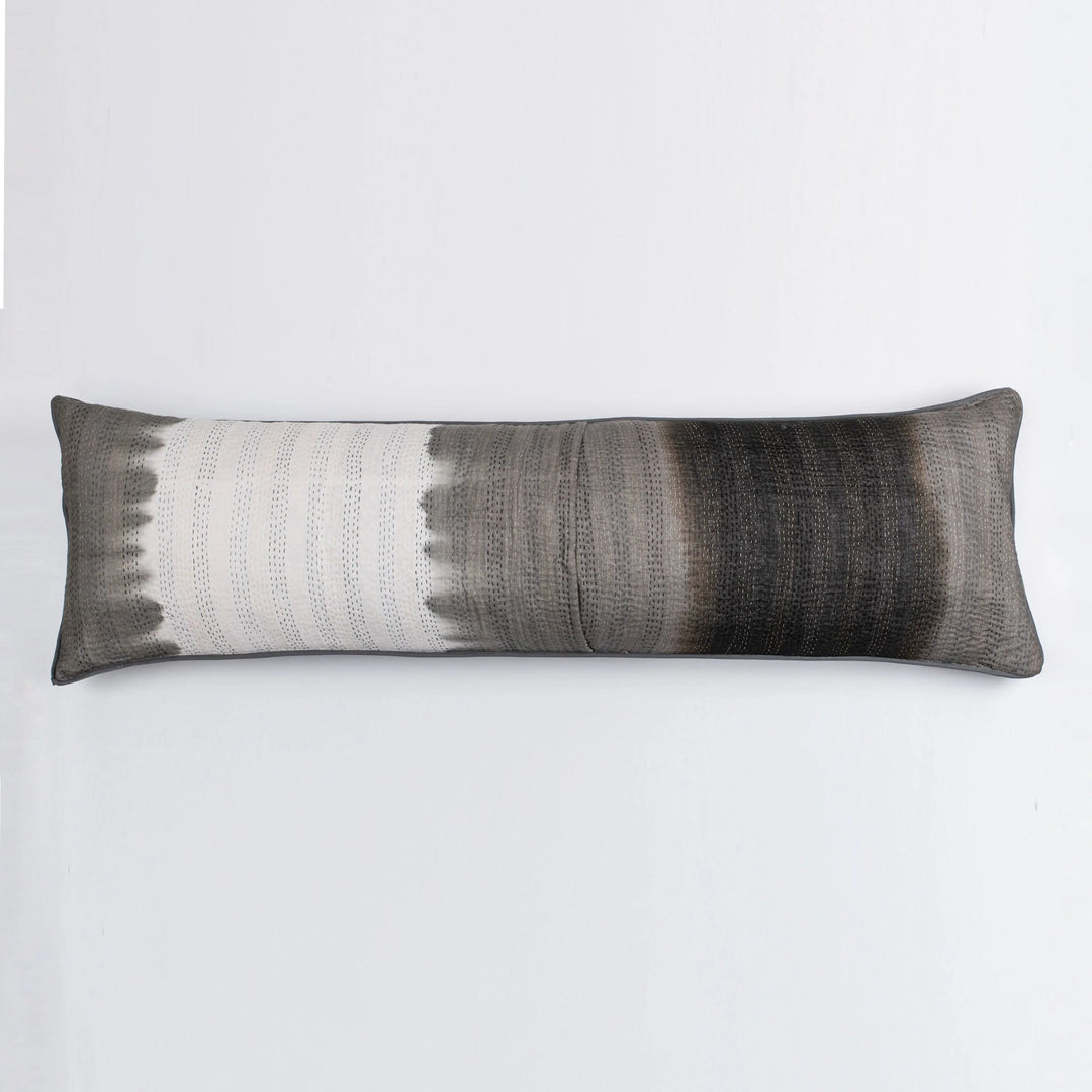 Cotton Ombre Handmade Kantha Lumber Pillow - Gray