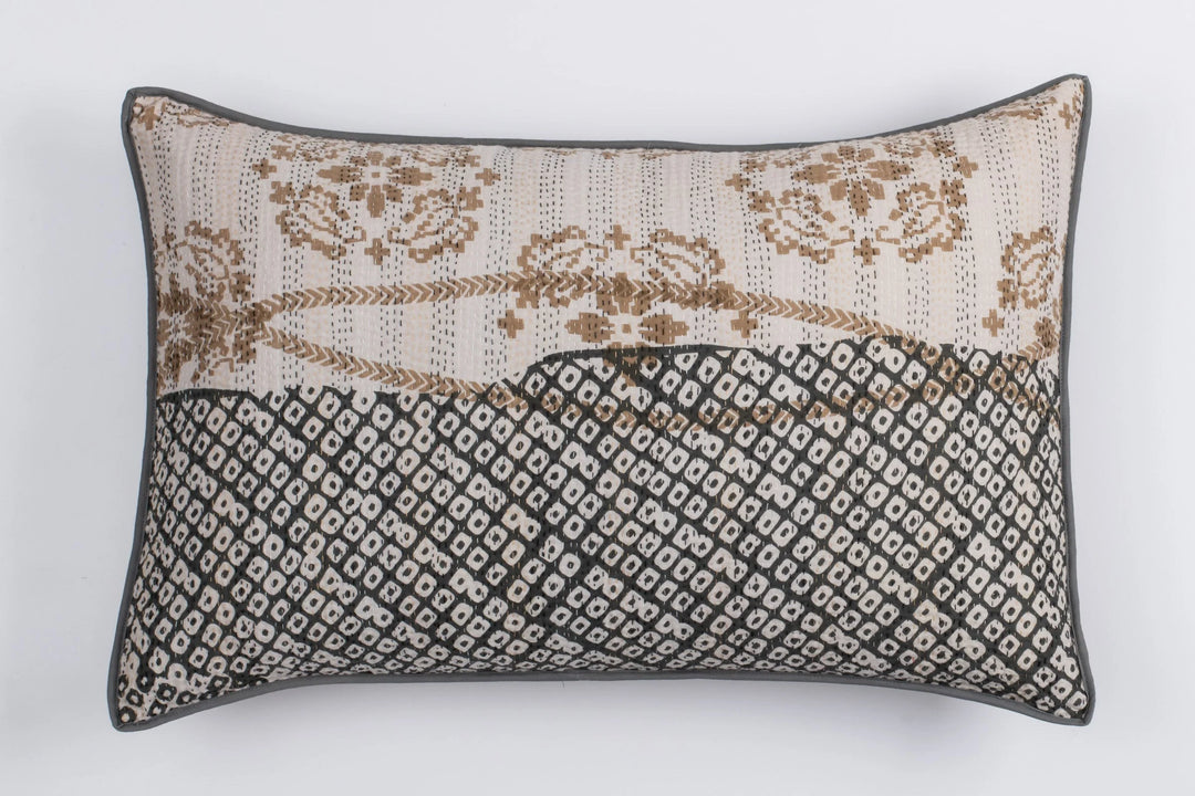 Kimono Print  Black Pillow