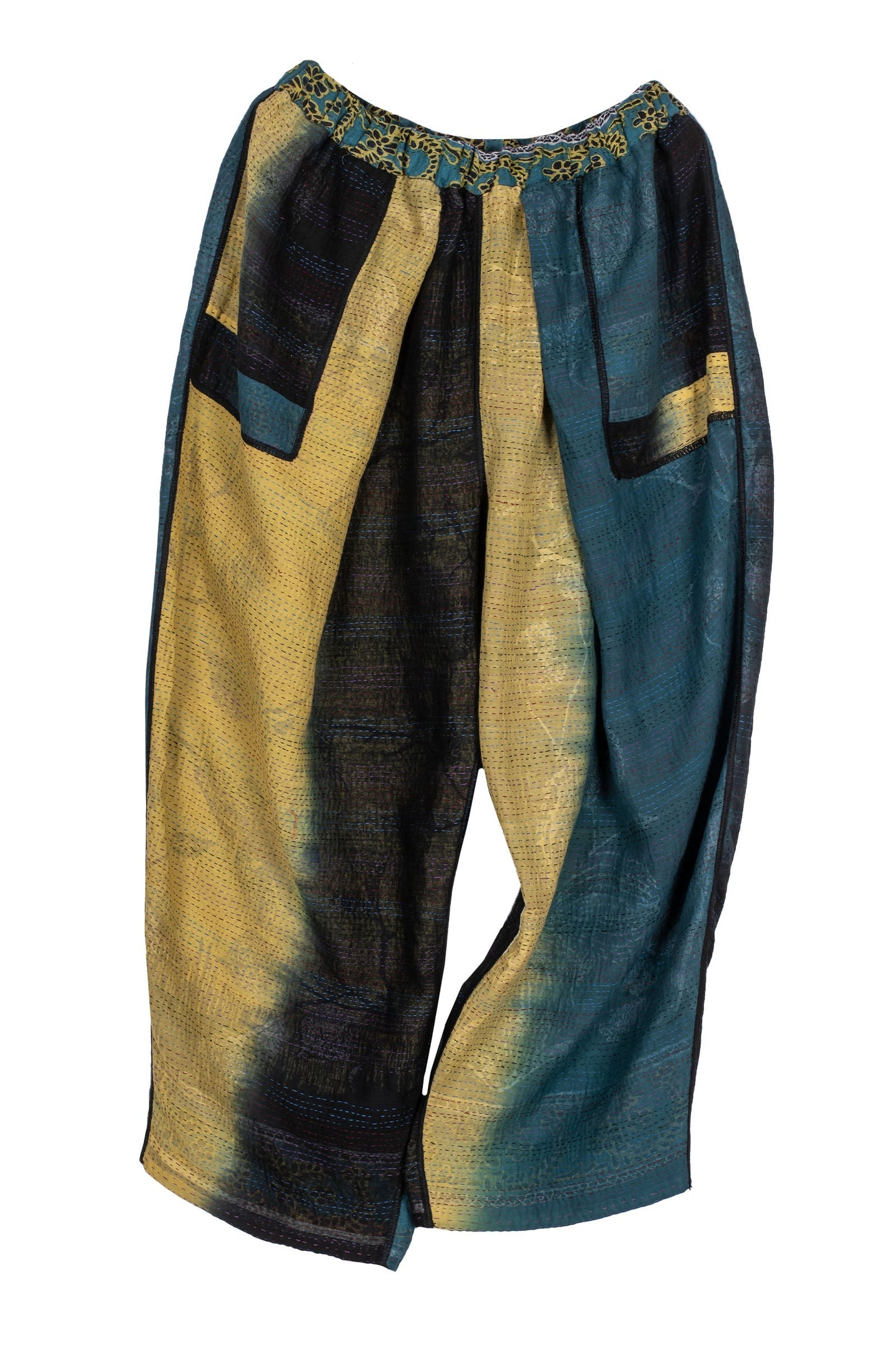 ORGANIC LEAVES KANTHA BAGGY PANTS - ol2642-blk -