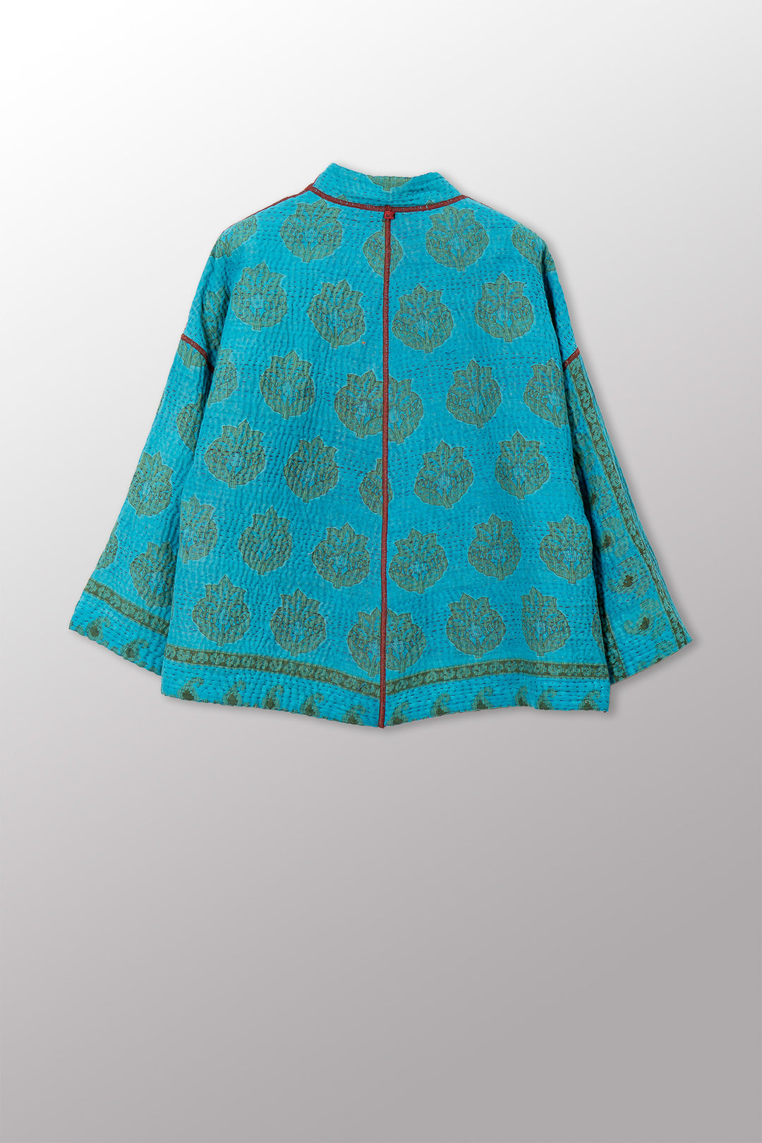 VESTE COURTE À COL MONTANT EN COTON KANTHA VINTAGE - cv4034-0163a -