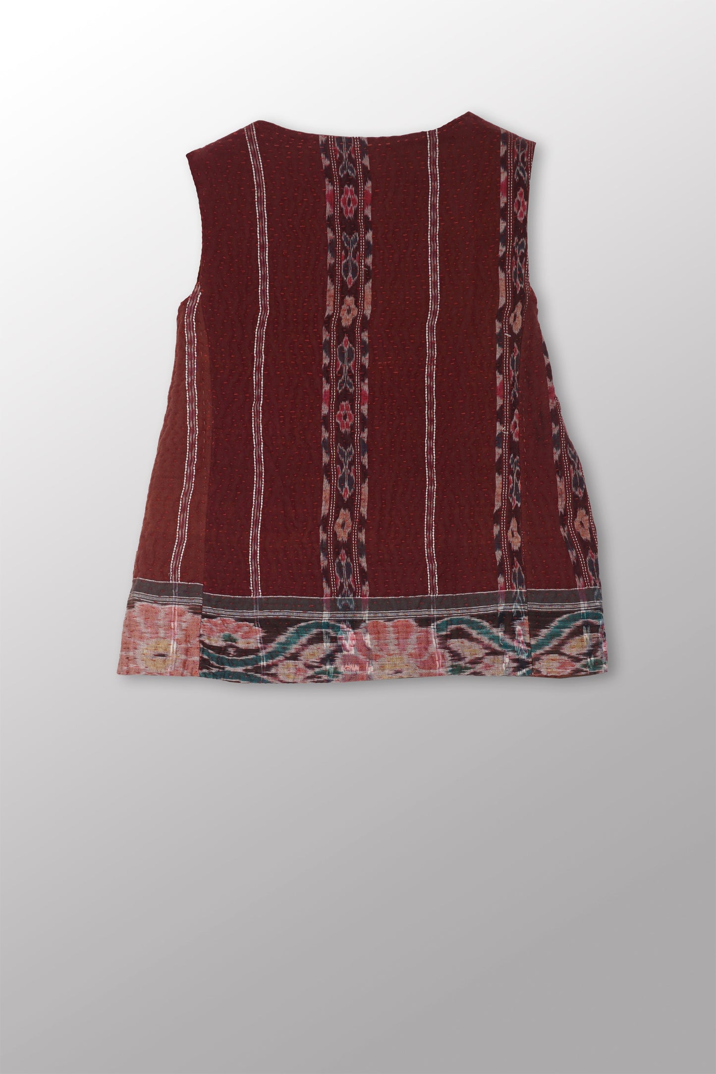 JACQUARD WITH WOVEN KANTHA CREW NECK FITTED VEST - jq5228-0003s -