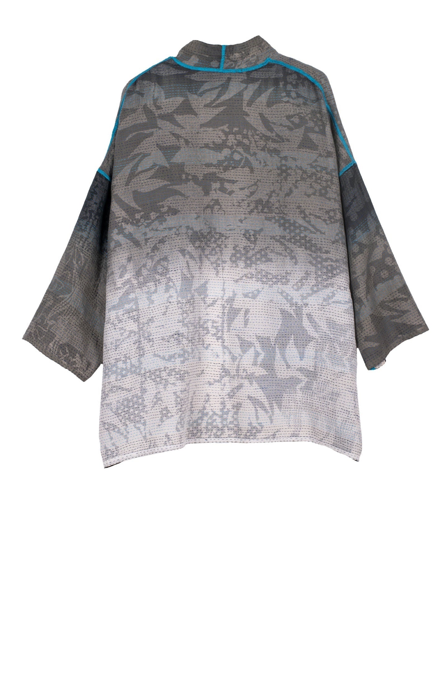 MONOTONE TWILIGHT PRINT KANTHA MINI KIMONO JKT - tp2055-blk -