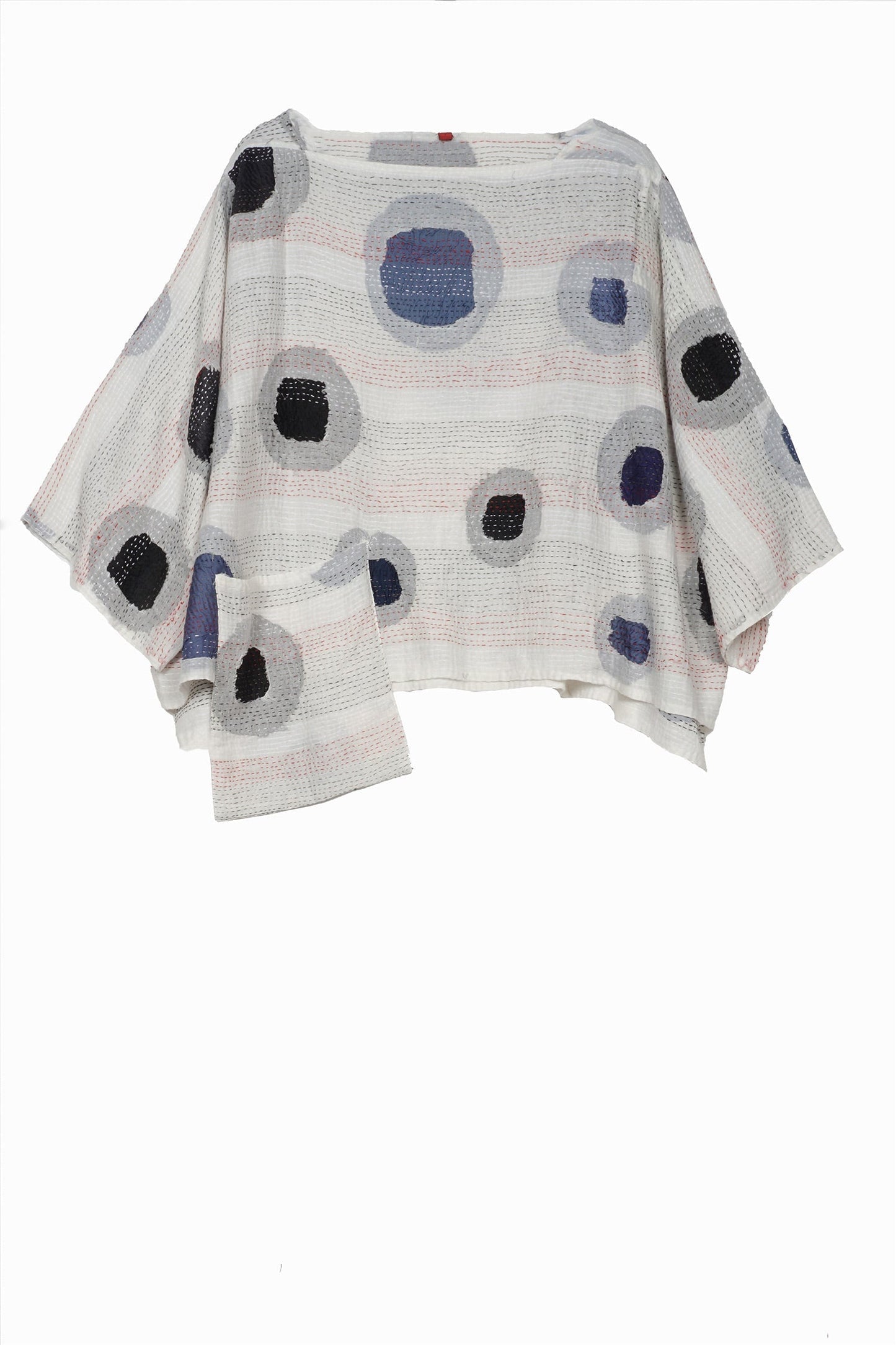 CUT OUT KANTHA 3/4 SLV. CROP TOP - ck2528-wht -