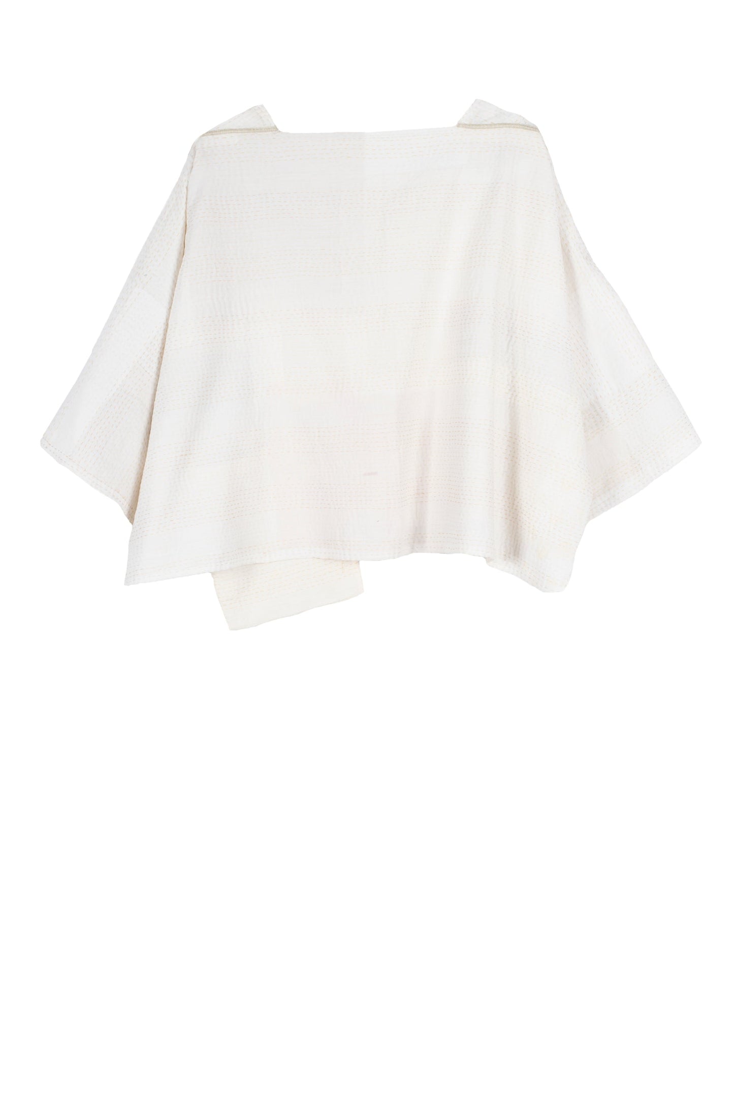 FRAYED PATCH KANTHA 3/4 SLV. CROP TOP - fi2528-ivy -