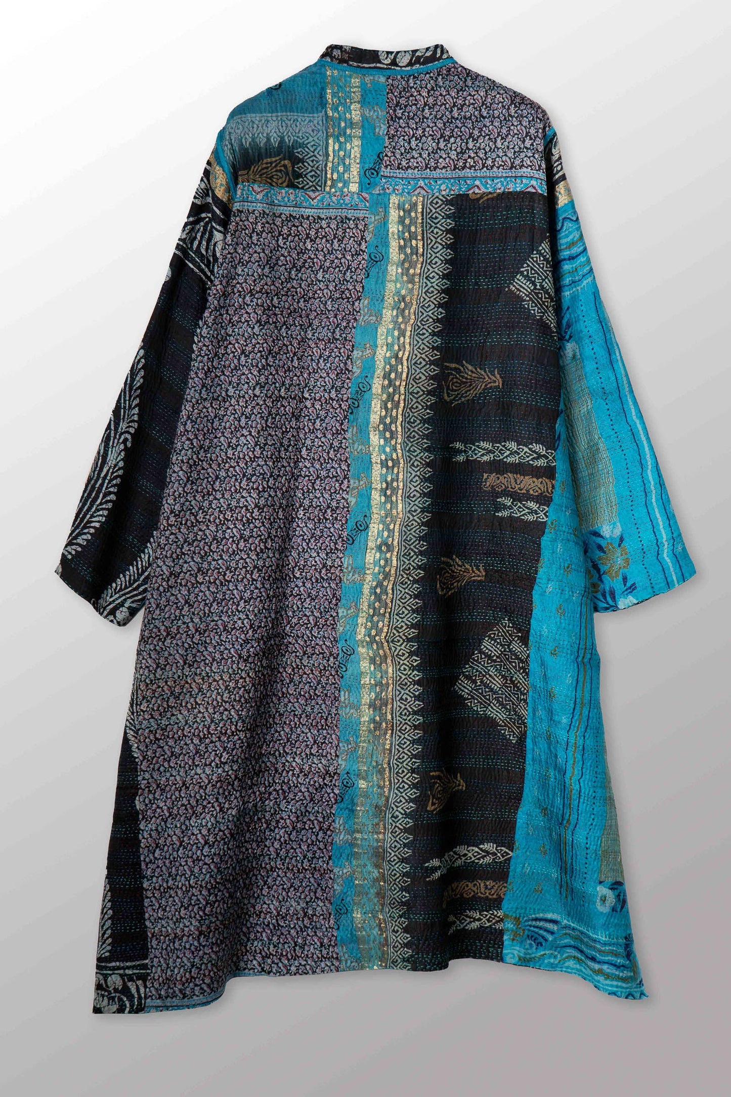 VINTAGE SILK KANTHA KAFTAN COAT - sv2343-0001m -