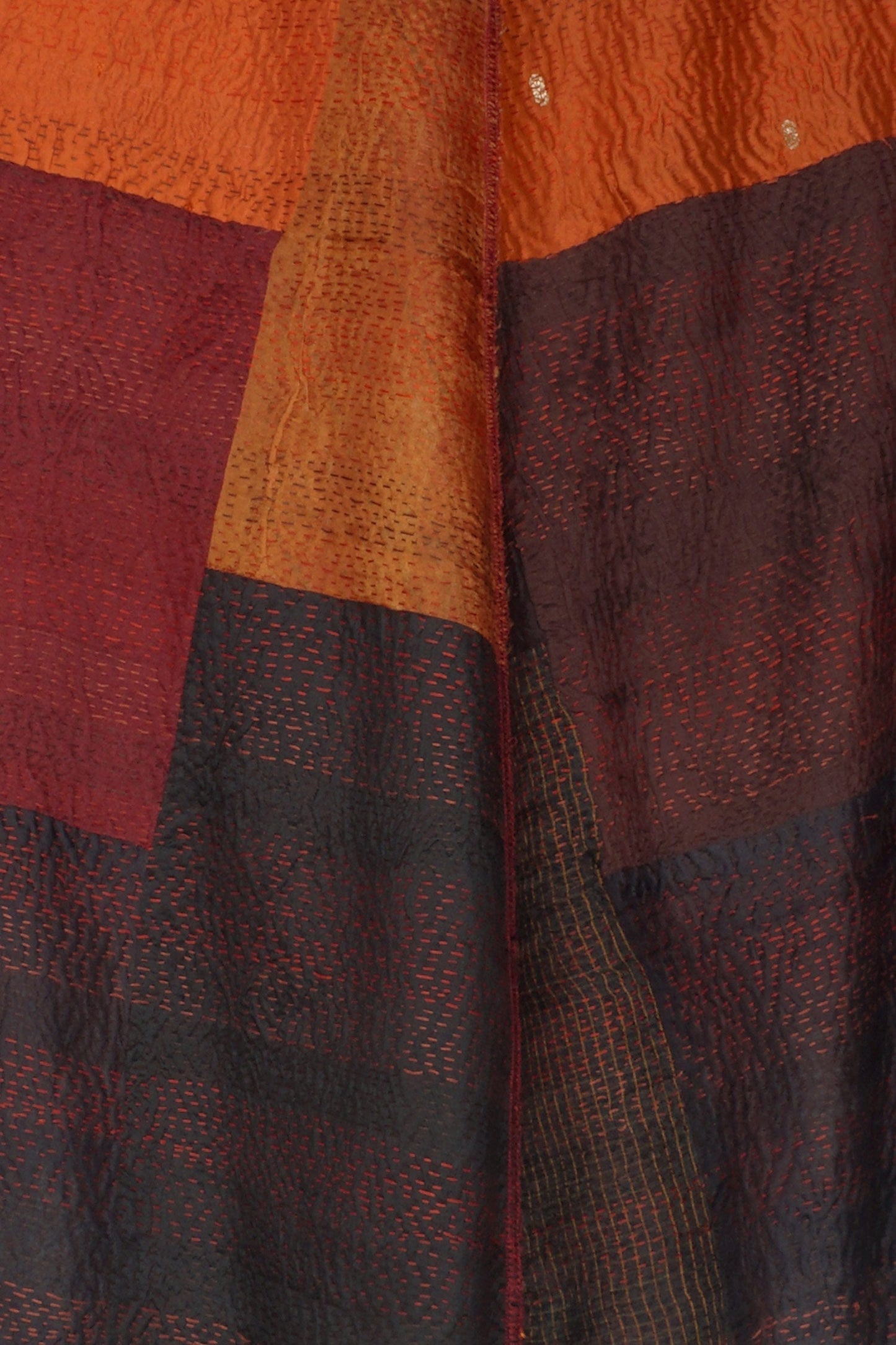 VINTAGE SILK PATCH KANTHA CIRCULAR VEST - vp2201-org -