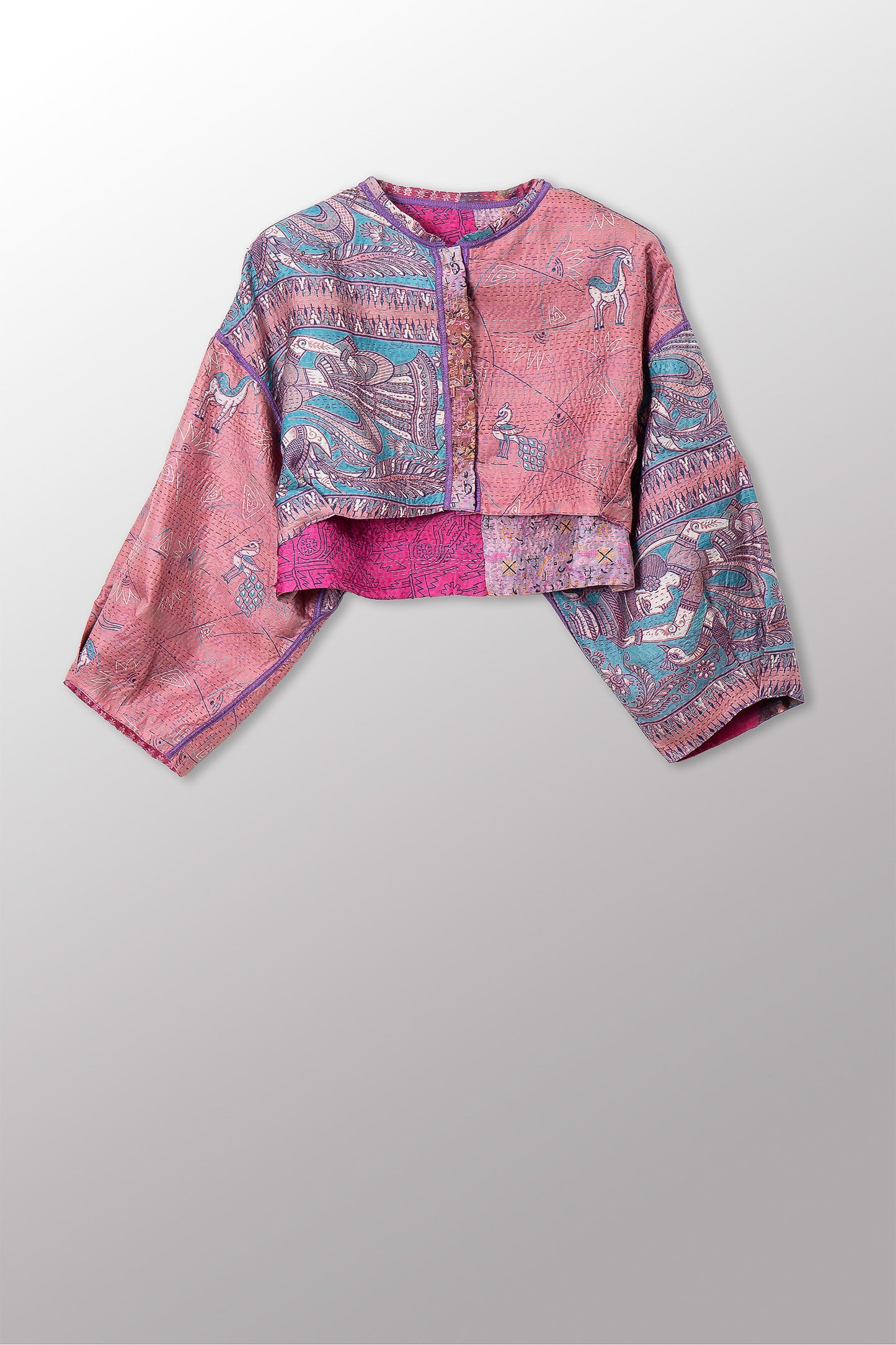 VINTAGE SILK KANTHA SLEEVE JACKET - sv2090-0005s -