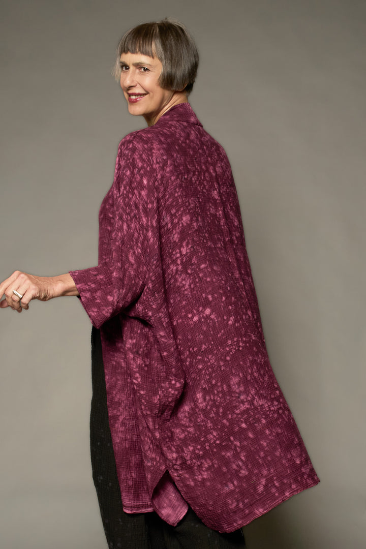 SAND SUN DYE RIPPLE KANTHA KIMONO WRAP LONG COAT - rs2357-pik -