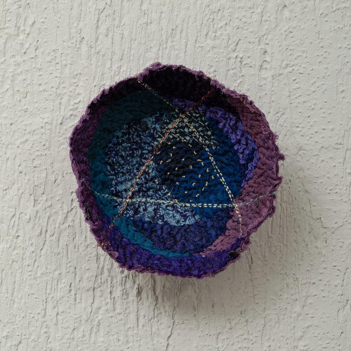 Night Sky Kantha  Shallow Rose Bowl