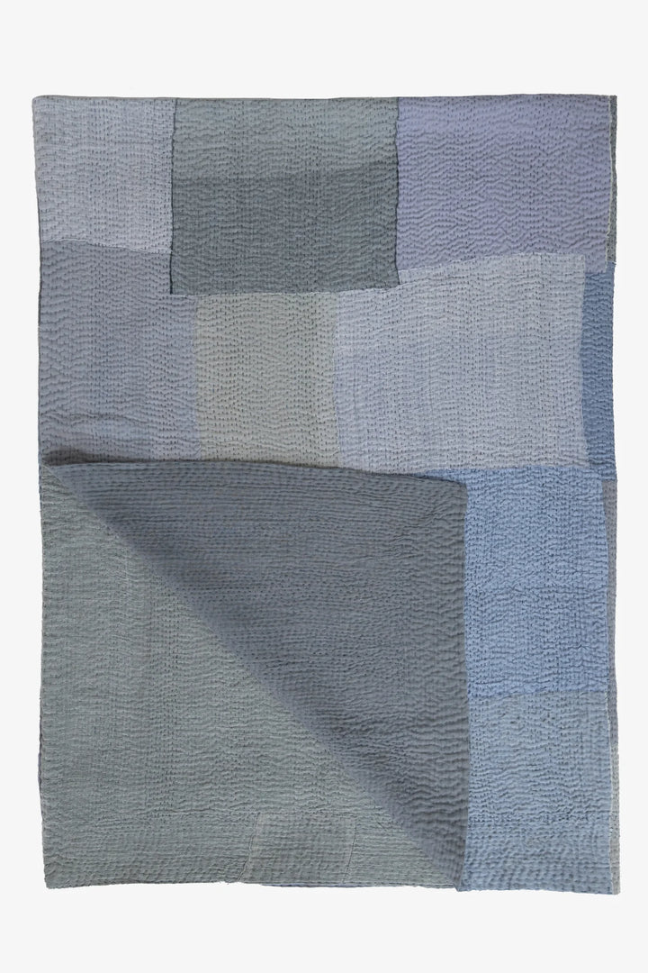 Mosaic Fray  Patch Handmade Vintage Kantha Quilts -Hydrangea