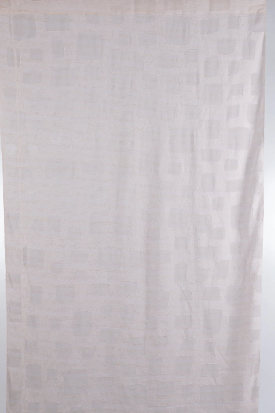 Cut Through Dot And Holes Kantha Curtain - White