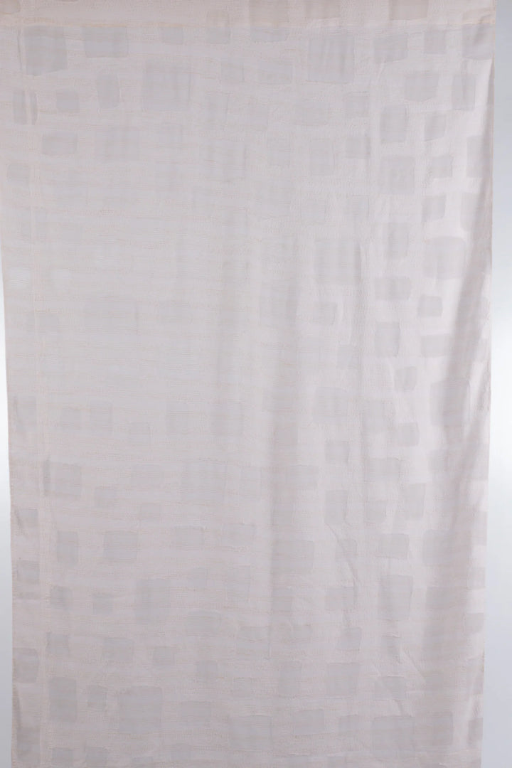 Cut Through Dot And Holes Kantha Curtain - White