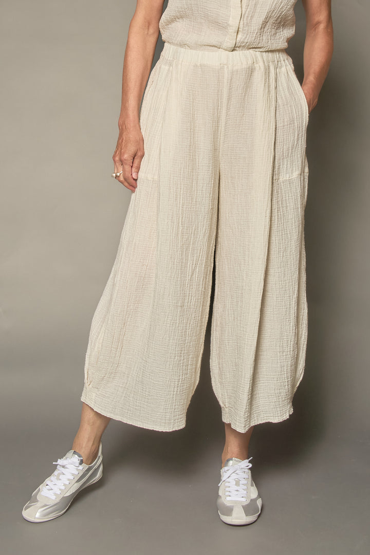 RIPPLE KANTHA WIDE LEG LANTERN PANTS - rp2646-wht -