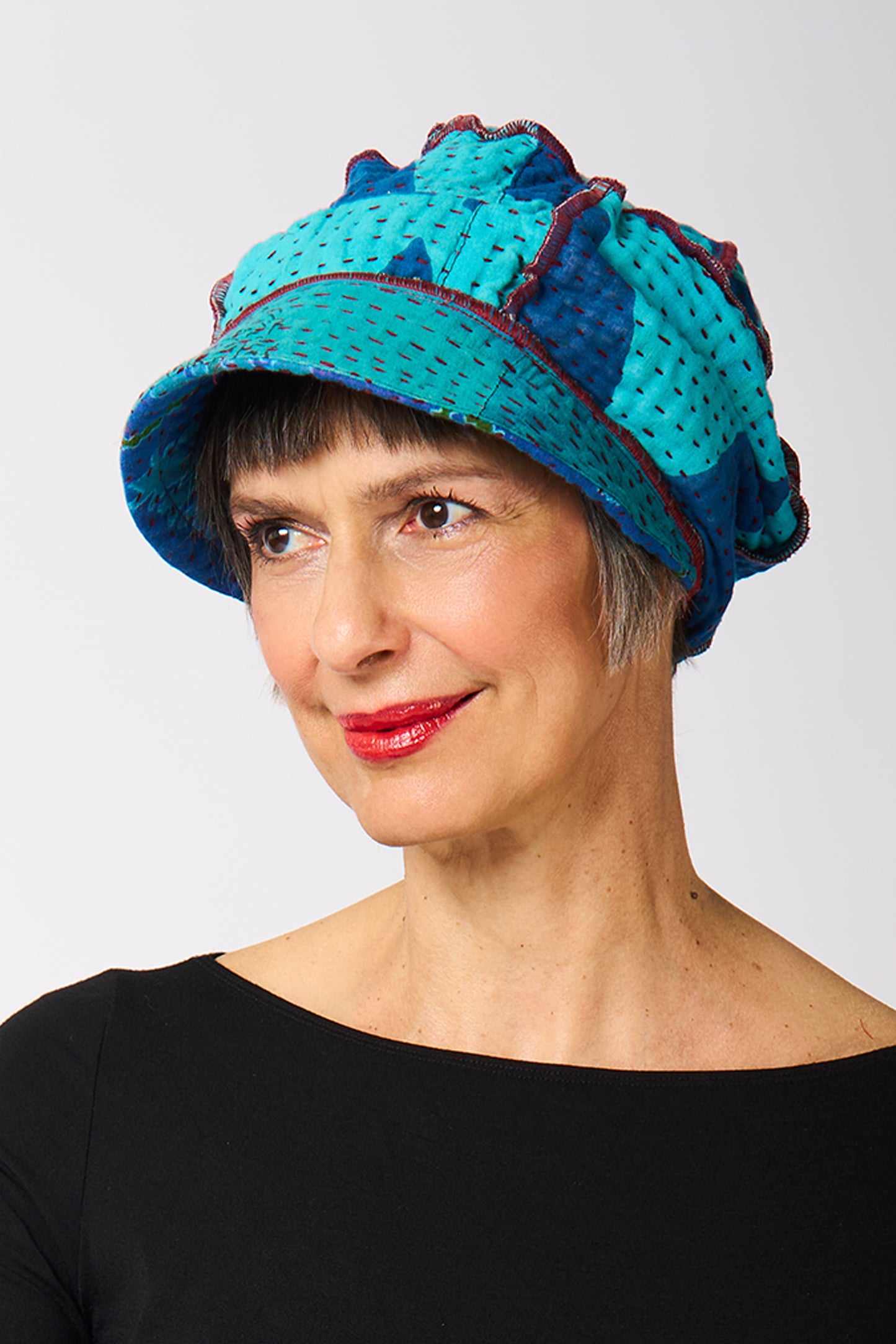 VINTAGE COTTON BBK KANTHA HALF BRIM HAT - bb4881-0002a -