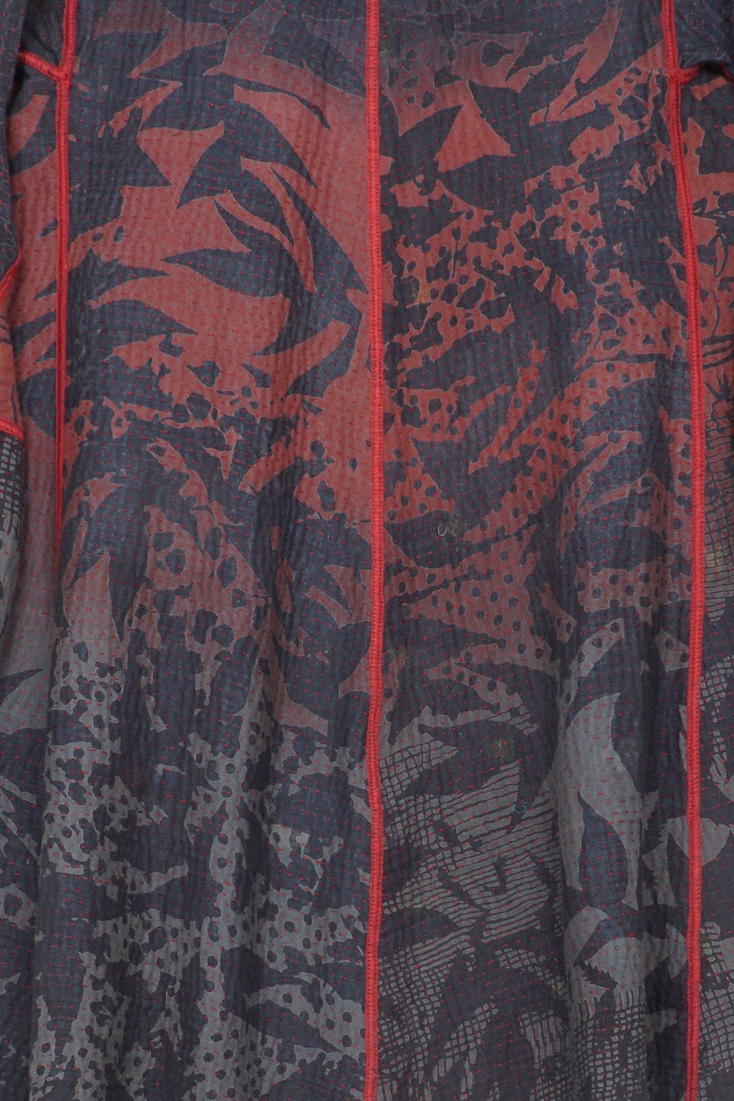 MONOTONE TWILIGHT PRINT KANTHA FLARE LONG JKT - tp4021-red -