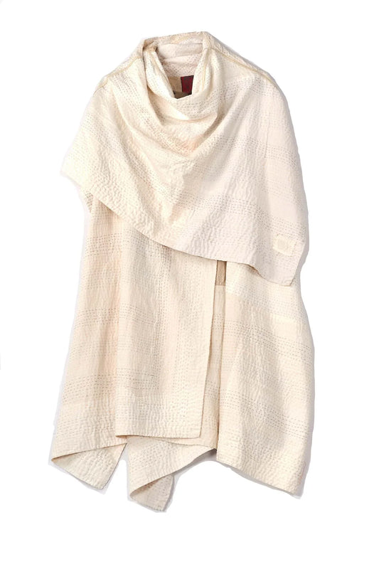 JAIPUR WHITE KANTHA COWL NECK FLARE TOP - jw2529-ivy -