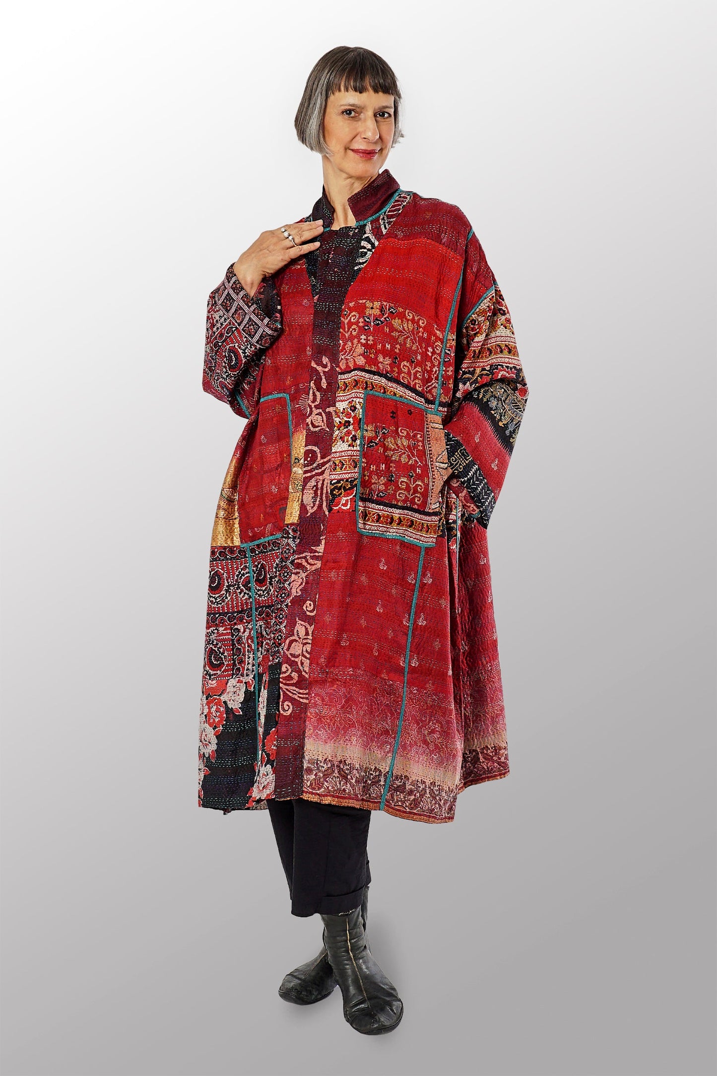 VINTAGE SILK KANTHA NEW OVERSIZED COAT - sv2342-0004a -