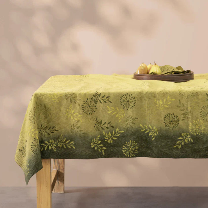 Ombre Patch Vintage Cotton Kantha Table Covers - Green