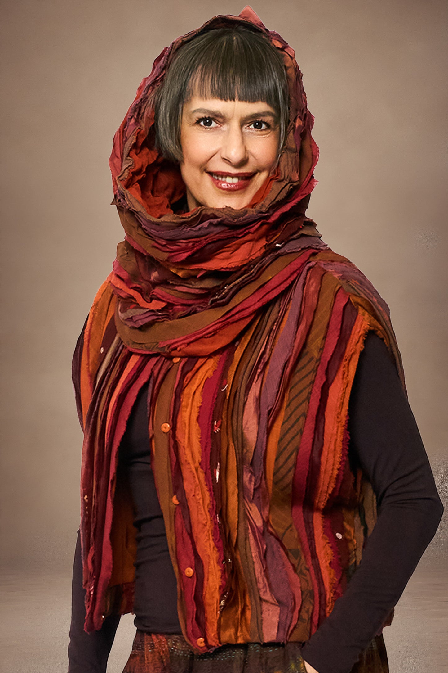 WAVY STRIPE KANTHA COWL NECK TUBE - wv2846-org -