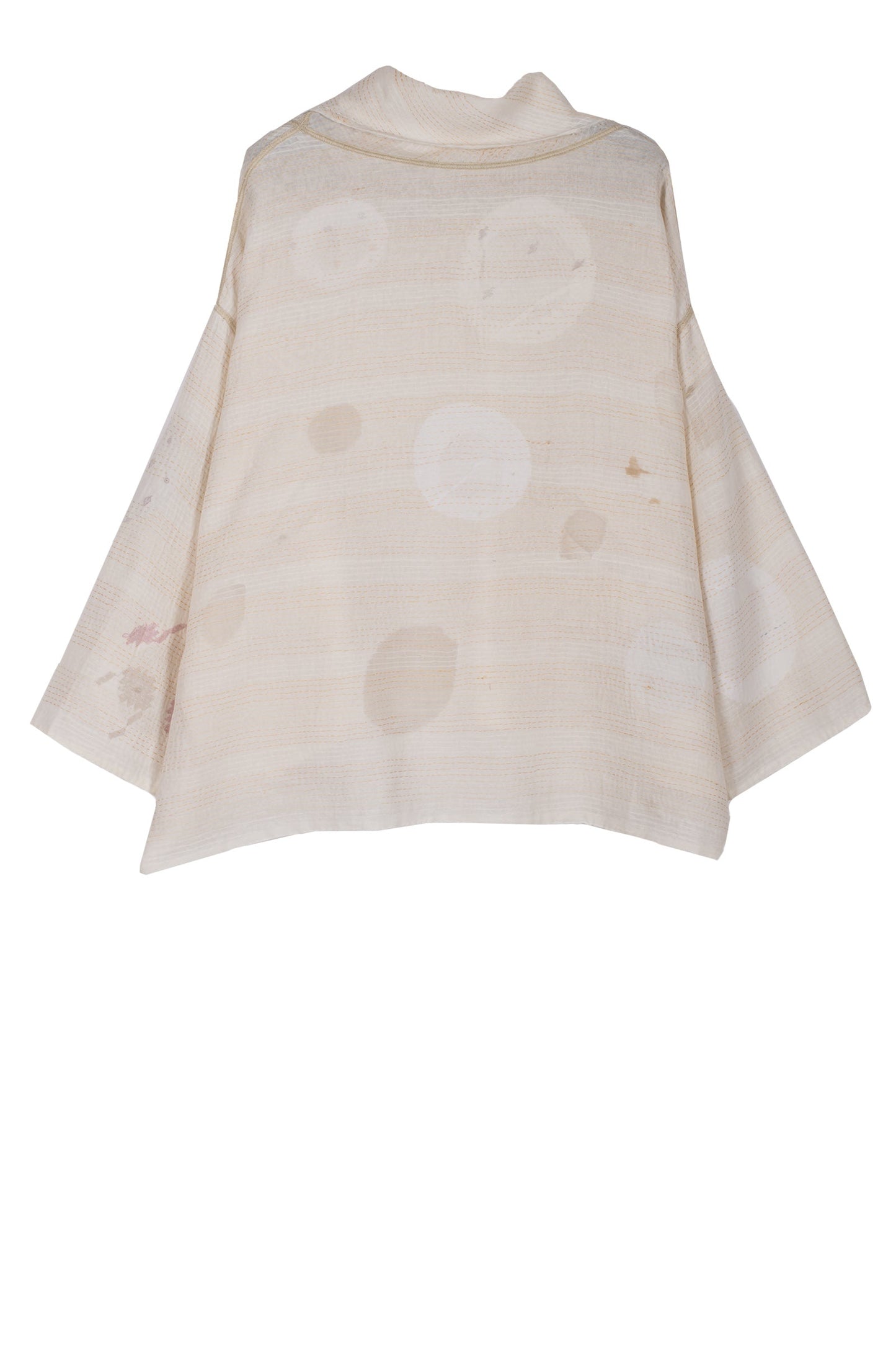 CUT THROUGH DOT AND HOLES KANTHA COWL PULLOVER - cd2547-ivy -