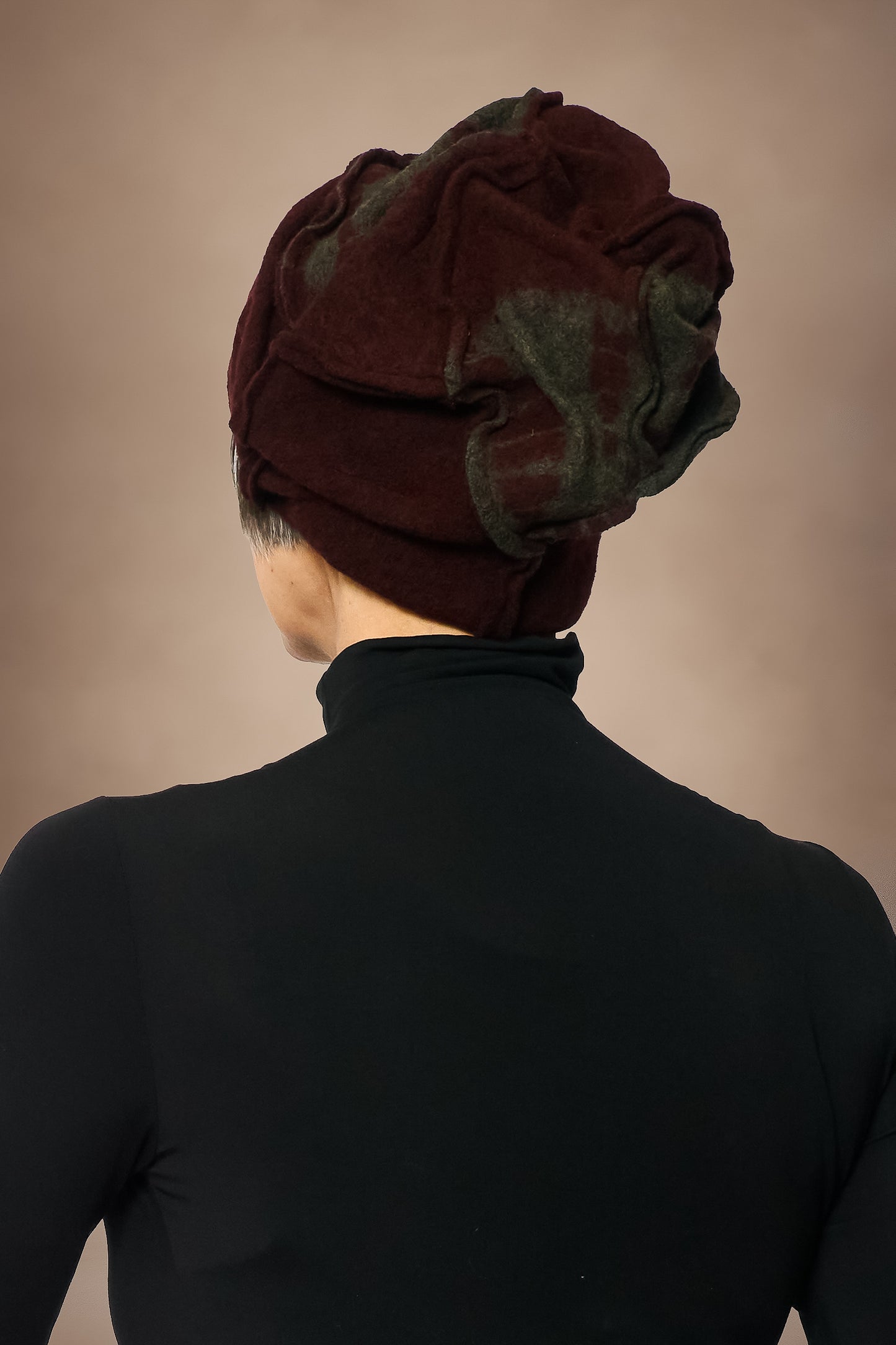 CIRCLE TIE DYE BOILED WOOL PATCHWORK HAT - tw1880-brn -