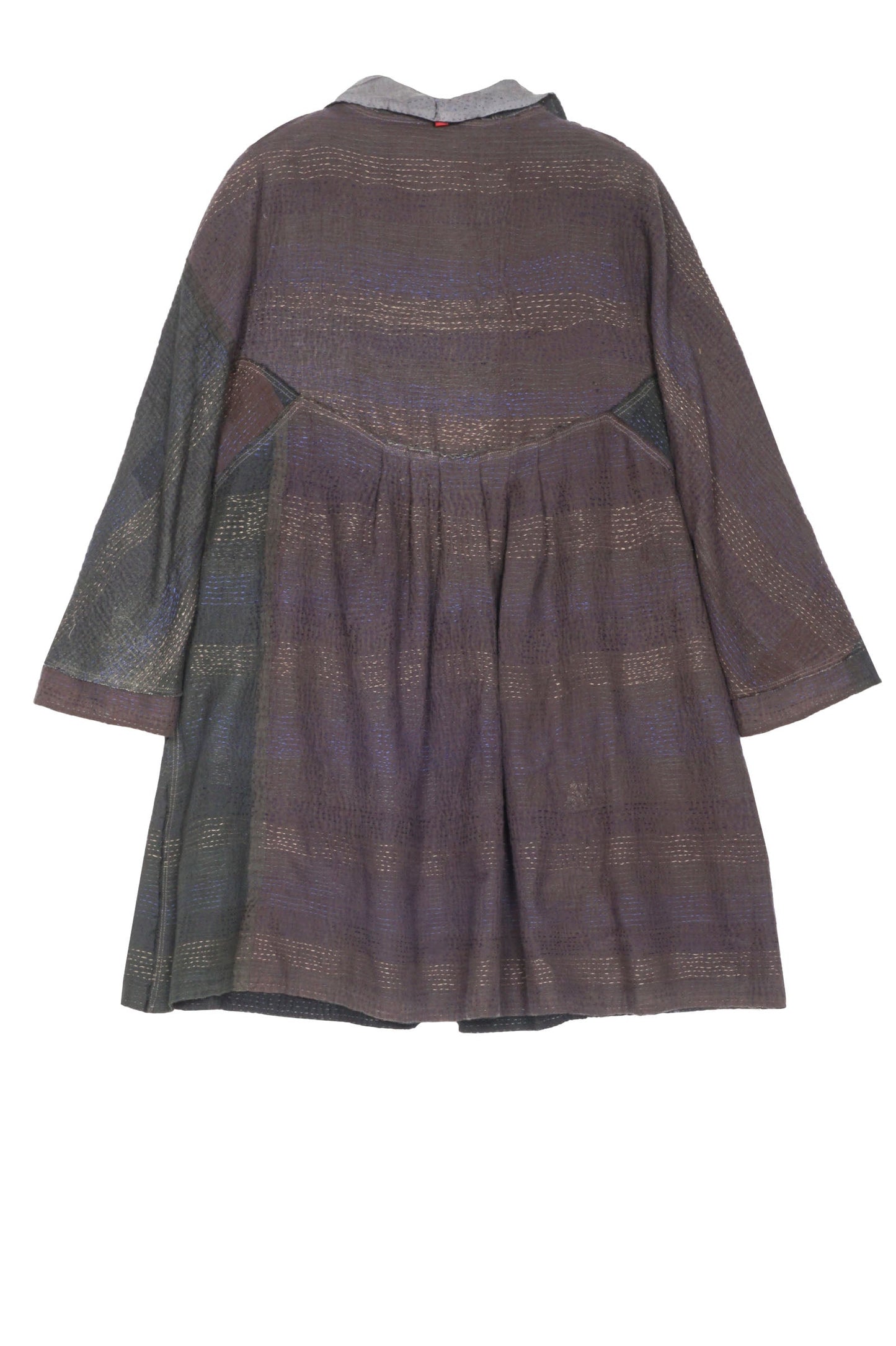 LANDSCAPE FRAYED PATCH KANTHA BACK TUCKED TUNIC - lf2513-blk -