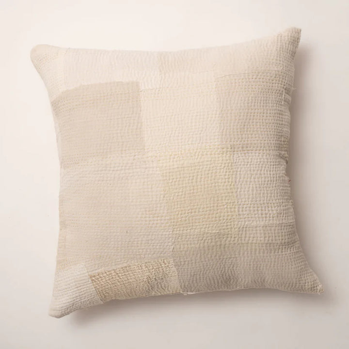 Mosaic Fray Handmade Vintage Kantha Pillow  -Cauliflower