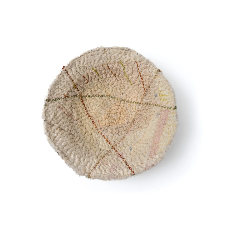 Handcrafted Kantha -Shallow Bowl - Ivory
