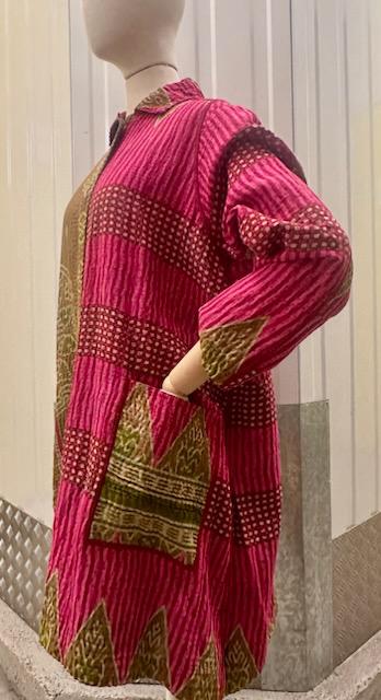 VINTAGE COTTON KANTHA A-LINE DUSTER - cv4311-0111a -
