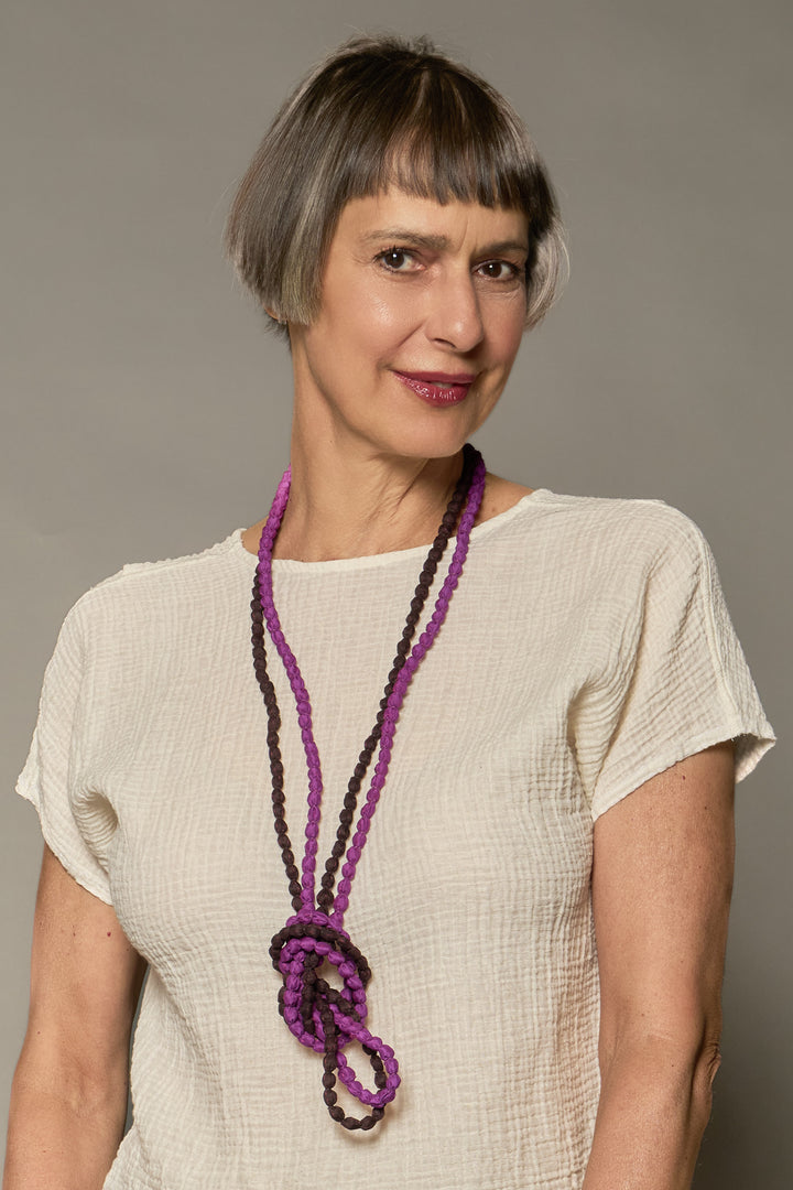 VINTAGE SILK KANTHA 2 STRAND NECKLACE - sv2733-pik -
