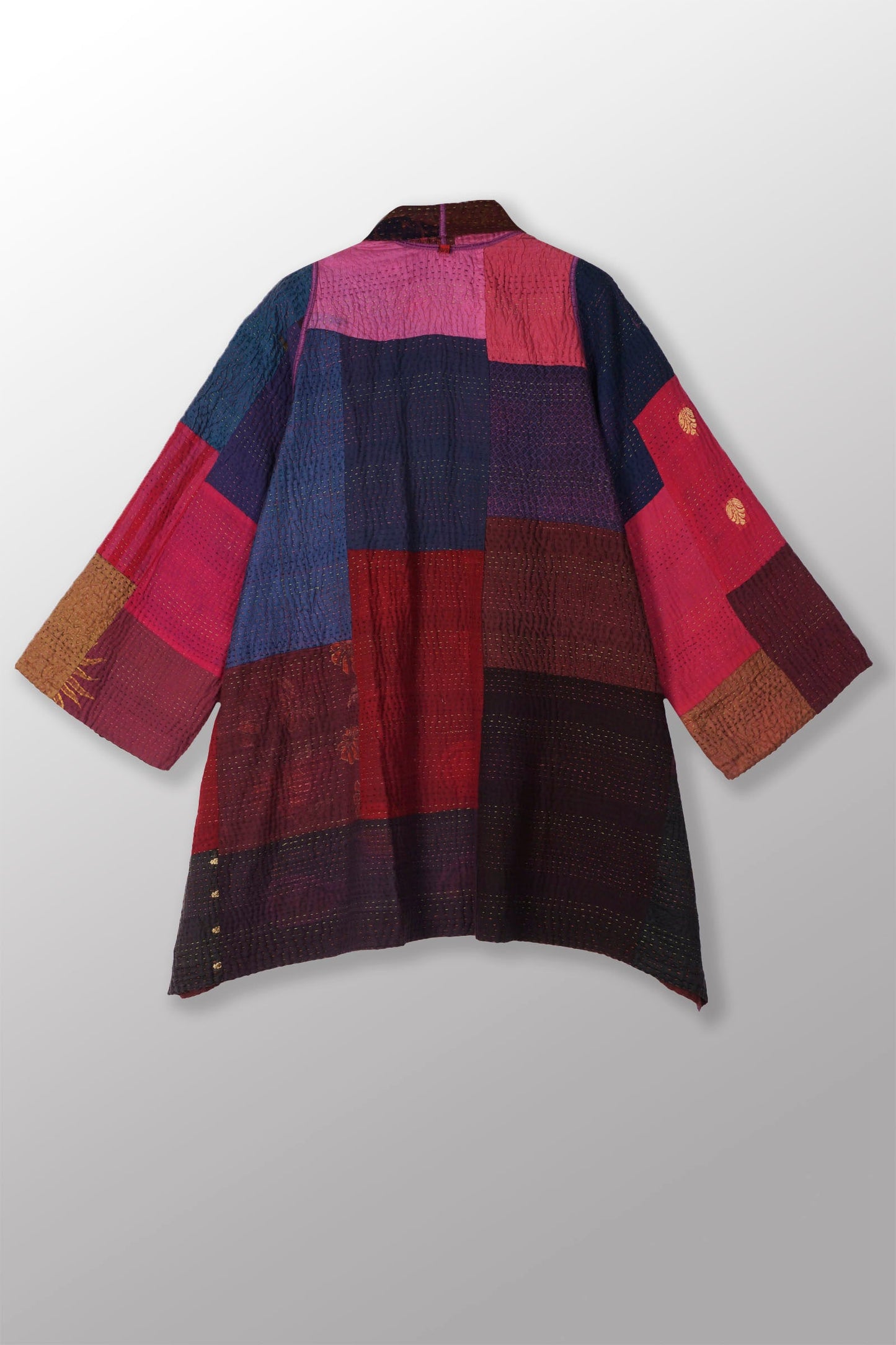 OVERDYED BAGH PRINT KANTHA A-LINE JKT - bg4003-pik -